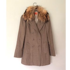 Juicy Couture Pea Coat with Detachable Fur Collar